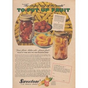1946 Sweetose Syrup Fruit Freezing Vintage Print Ad Mid Century Decatur IL
